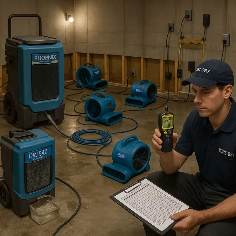 Structural Drying and Dehumidification process in Roseville, MN
